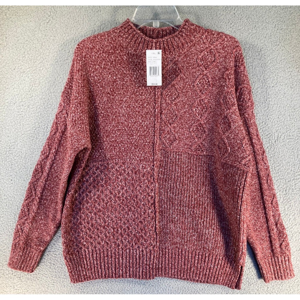 Leo & Nicole Sweater Women's Petite PXL Pink Pullover Long Sleeve Heavy NEW